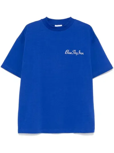 Blue Sky Inn Embroidered-logo T-shirt In Blue