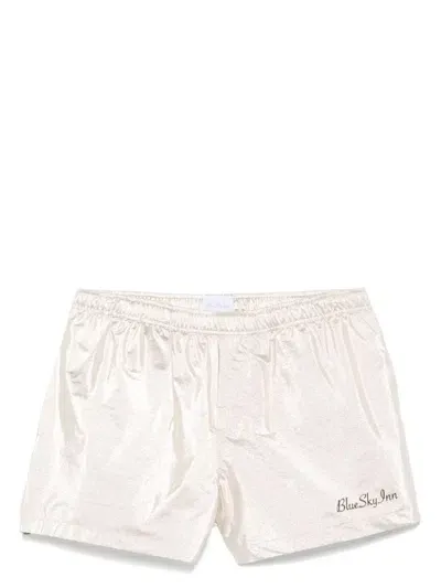 Blue Sky Inn Laminated Swim Shorts In Gold