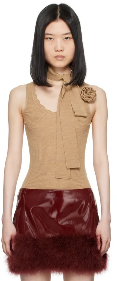 Blumarine Beige Wool Tank Top In N0552 Goldy Sand