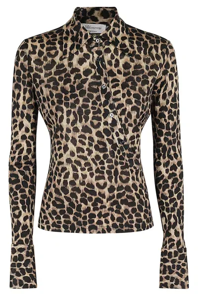 Blumarine Blouse Wool Jersey In Beige/black