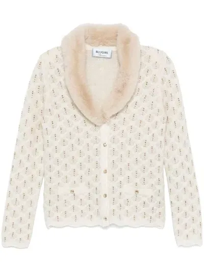 Blumarine Blugirl Sweaters In Bianco E Oro