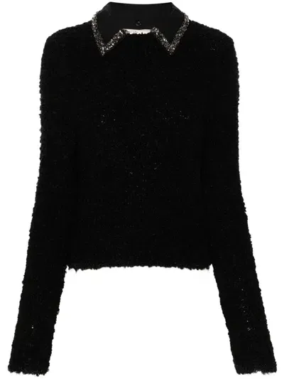 Blumarine Crystal-embellished Sweater In Black