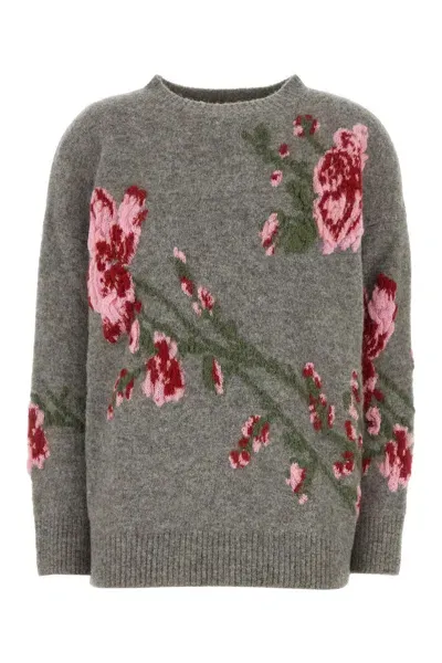 Blumarine Grey Stretch Alpaca Blend Sweater