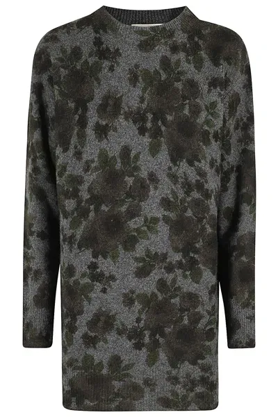 Blumarine Knit Dress Print In Dark Shadw Grey Choc