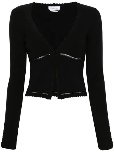 Blumarine Scalloped V-neck Cardigan In Black