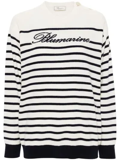 Blumarine Logo-intarsia Sweater In Neutrals