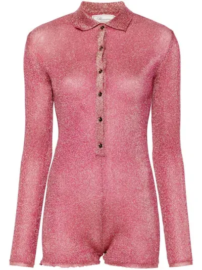 Blumarine Lurex Knit Jumpsuit In Pink