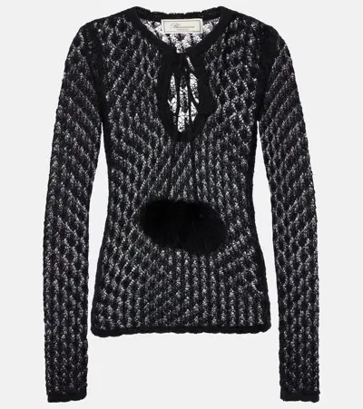 Blumarine Open-knit Top In Black