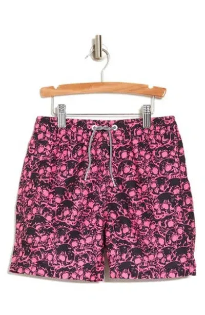 Boardies Kids' Skulls Swim Trunks In Black/red