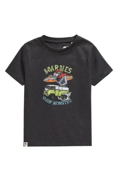 Boardies Kids' Surf Monster Organic Cotton Blend Graphic T-shirt In Stonewash Grey