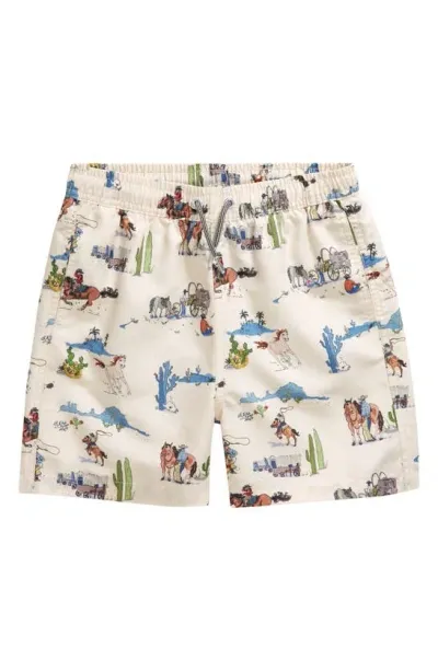 Boardies Kids Wild West Printed Shell Swim Shorts (1-9 Years) In Cream