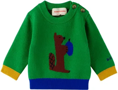 Bobo Choses Baby Green Hungry Squirrel Sweater