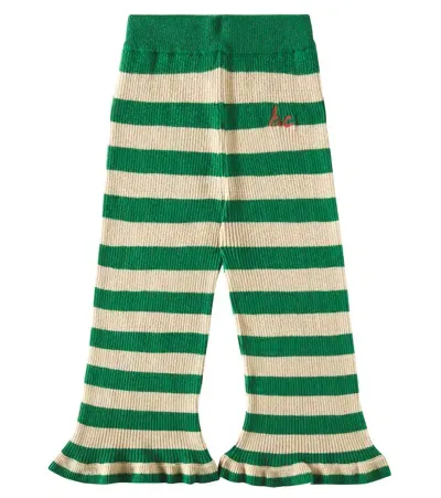 Bobo Choses Kids' Bc Striped Knitted Wide-leg Pants In Green