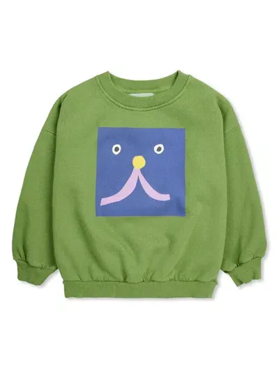 Bobo Choses Kids' Funny Face Sweatshirt In Green