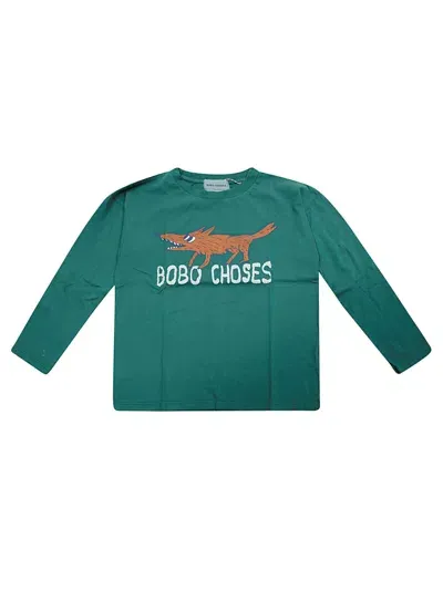 Bobo Choses T Shirt Manica Lunga Volpe In Green