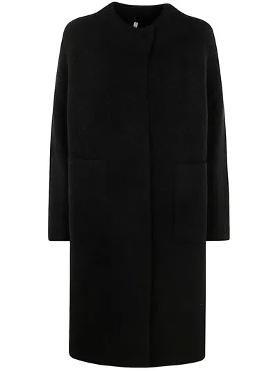 Boboutic Round Neck Coat In Black