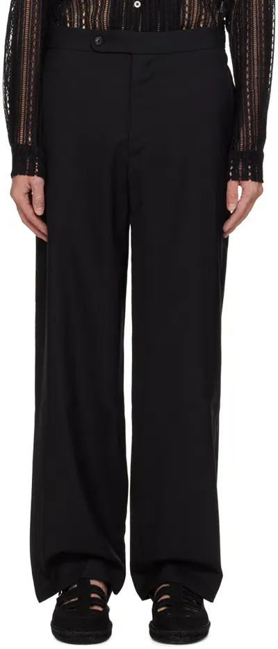 Bode Black Tropical Wool Side Buckle Trousers