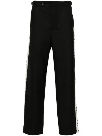 Bode Lace-trim Wool Trousers In 黑色