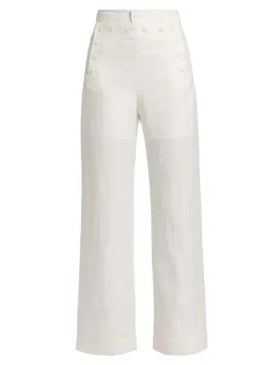 Bode Women's Linen Sailor Trousers In White