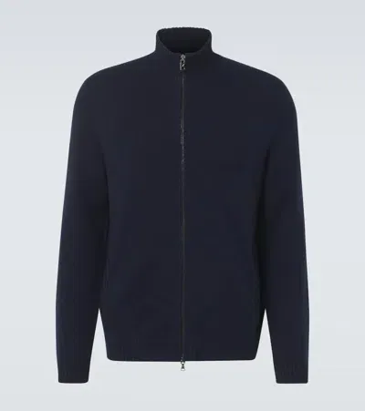 Bogner Dexter Wool And Cashmere Zip-up Sweater In Blue