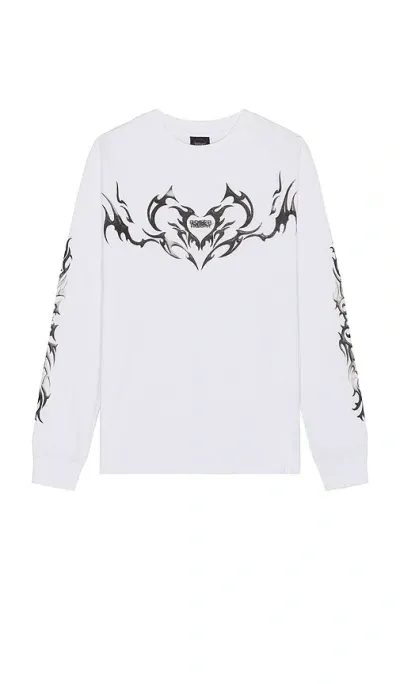 Boiler Room Tribal Long Sleeve T-shirt In White