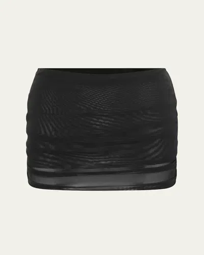 Bond-eye Swim Claudia Gathered Mesh Mini Skirt In Black