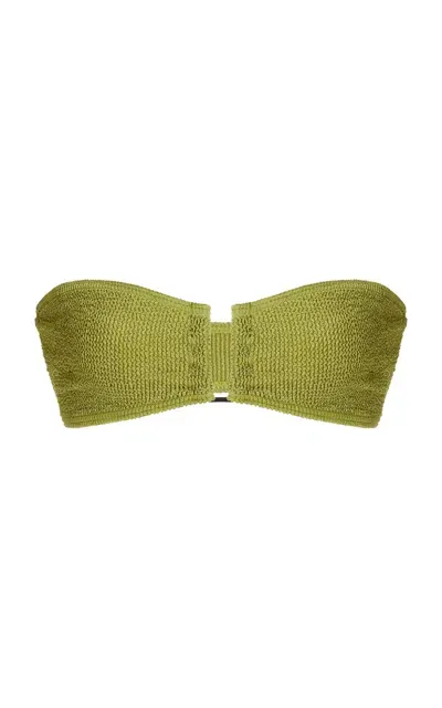 Bondeye Blake Tie-back Bandeau Bikini Top In Green