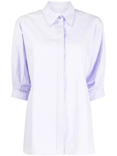 Bondi Born Naxos Puff-sleeve Shirt In Purple