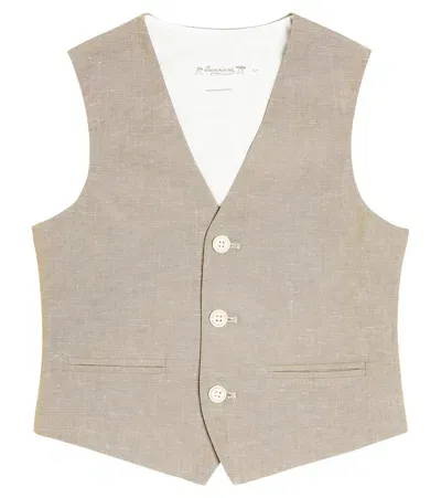 Bonpoint Kids' Angus Linen And Cotton Vest In Beige