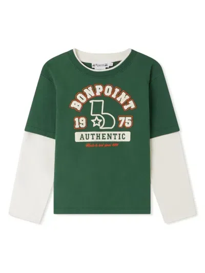 Bonpoint Kids' Goran Layered Long-sleeve T-shirt In Green