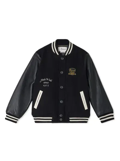 Bonpoint Kids' Wool-blend Varsity Jacket In Black