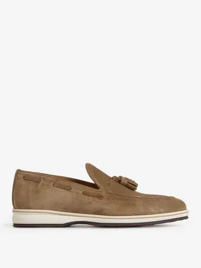 Bontoni Tassel-detail Suede Loafers In Beige