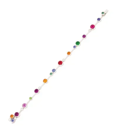 Boodles White Gold, Diamond, Tanzanite And Gemstone Raindance Rainbow Bracelet In Multi