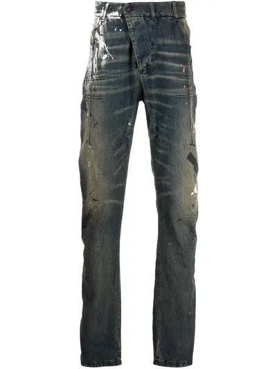 Boris Bidjan Saberi Distressed Straight-leg Jeans In Blue