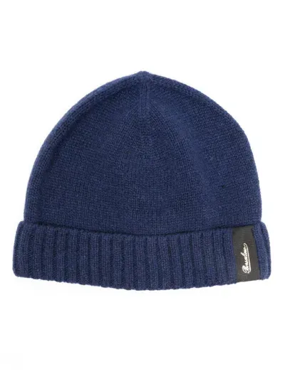 Borsalino Logo-patch Cashmere Beanie In Blue