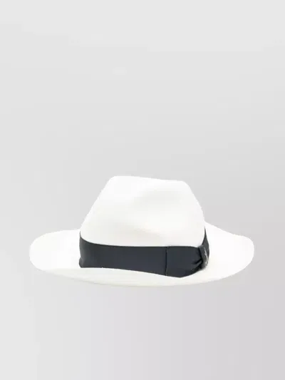 Borsalino Straw Ribbon Hat In White