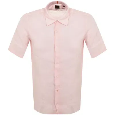 Boss Casual Boss Rash 2 Linen Short Sleeved Shirt Pink