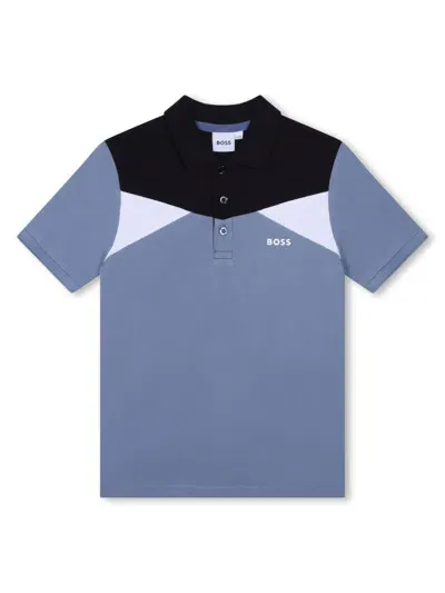 Bosswear Kids' Colour-block Polo Shirt In Blue