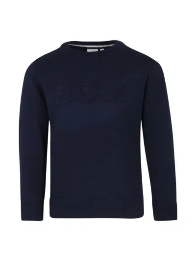 Bosswear Kids' Logo-embossed Jumper In Blue