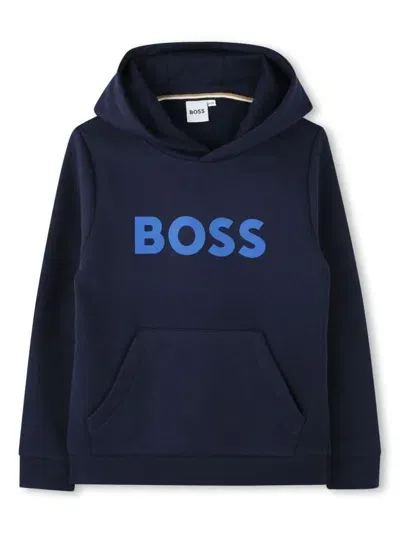 Bosswear Kids' Logo-print Hoodie In Blue