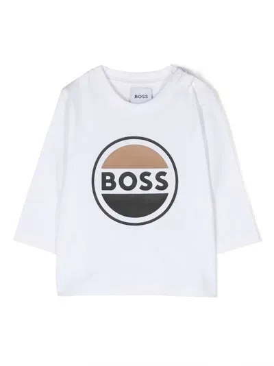 Bosswear Babies' Logo-print Long-sleeve Top In White