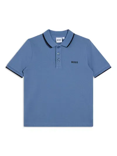 Bosswear Kids' Logo-print Polo Shirt In Blue