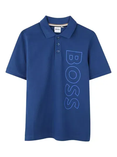 Bosswear Kids' Logo-print Polo Shirt In Blue