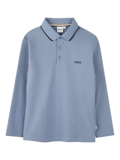 Bosswear Kids' Long-sleeve Polo Shirt In Blue