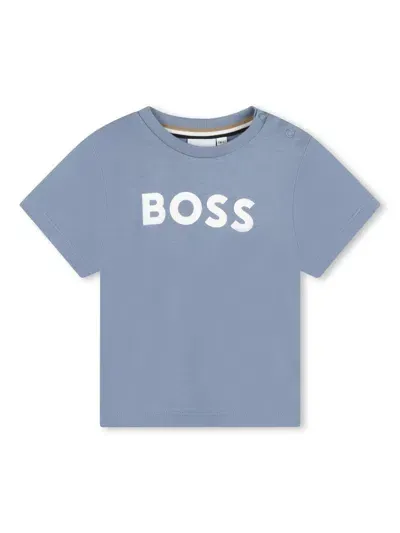 Bosswear Babies' Printed Cotton T-shirt In Blue