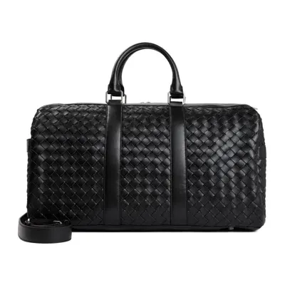 Bottega Veneta Classic Intrecciato Duffle Handbag In Black