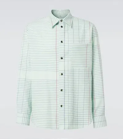 Bottega Veneta Checked Wool Twill Shirt In Green