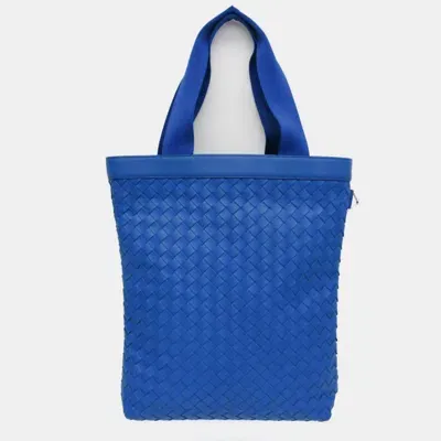 Pre-owned Bottega Veneta Cobalt Nappa Intrecciato Hydrology Tote Bag In Blue