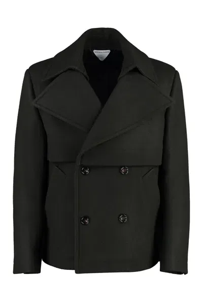 Bottega Veneta Double-breasted Wool Jacket For Men In Green