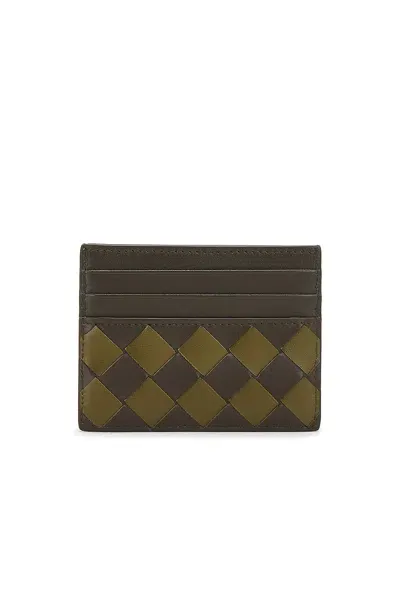 Bottega Veneta Intrecciato 15 Credit Card Case In Kaki & Olive Oil